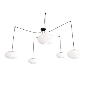 Lampa wisząca szklana 5 punktowa potrójna pająk Origo opal Emibig