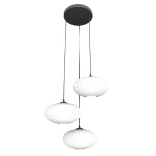 Lampa szklana z ryflowanymi kloszami Coco III Prem 53cm opal Emibig