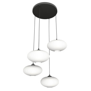 Lampa szklana z ryflowanymi kloszami Coco IV Prem 70cm opal Emibig
