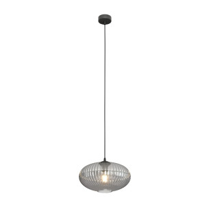 Lampa szklana z ryflowanym kloszem Coco 30cm grafit lustrzany Emibig
