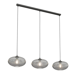 Lampa szklana z ryflowanymi kloszami Coco III 115cm grafit lustrzany Emibig