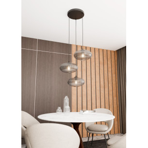 Lampa szklana z ryflowanymi kloszami Coco III Prem 53cm grafit lustrzany Emibig 2