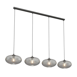 Lampa szklana z ryflowanymi kloszami Coco IV 140cm grafit lustrzany Emibig