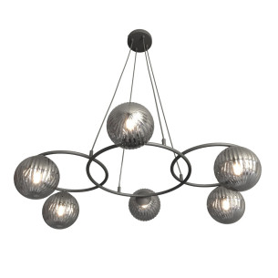 Żyrandol szklane kule Libra VI 88cm grafit lustrzany / czarny Emibig