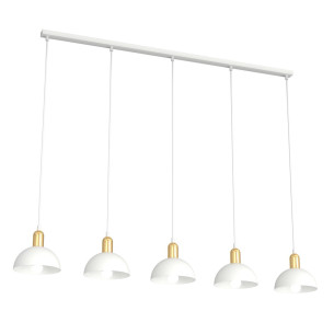 Lampa wisząca 5 punktowa na listwie Moto V 116cm biało-złota Emibig