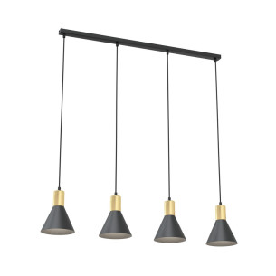 Lampa wisząca 4 stożki na listwie Rosa IV 90cm czarno-złota Emibig