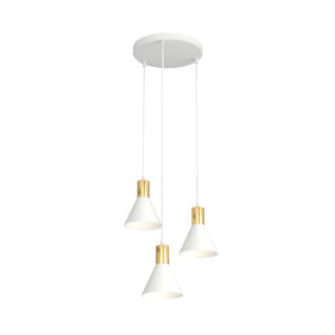 Lampa wisząca 3 stożki Rosa III Prem 30cm biało-złota Emibig