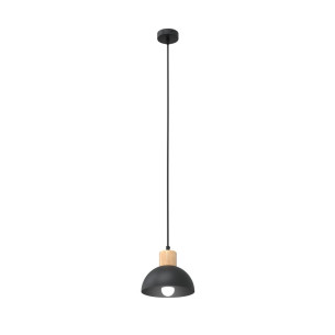 Lampa wisząca metalowa z drewnem Seco 18cm czarna Emibig