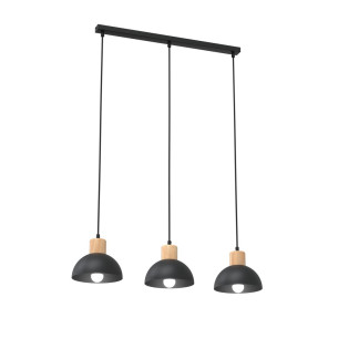 Lampa wisząca metalowa z drewnem Seco III 60cm czarna Emibig