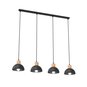 Lampa wisząca metalowa z drewnem Seco IV 90cm czarna Emibig