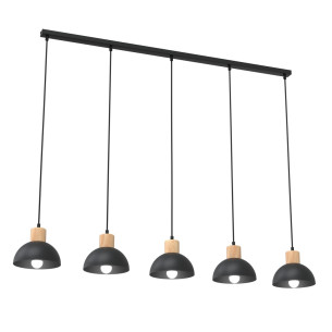Lampa wisząca metalowa z drewnem Seco V 116cm czarna Emibig