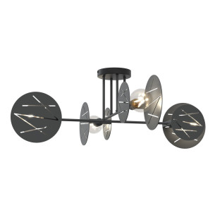 Lampa sufitowa metalowa z ażurowymi kloszami Frick IV czarny Emibig
