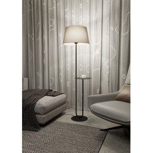 Lampa podłogowa z abażurem i stolikiem Hotel beż / czarny Emibig