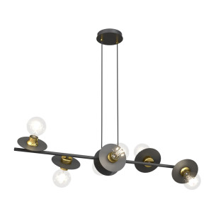 Lampa wisząca podłużna żarówki Token VI 100cm czarno-złota Emibig