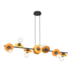 Lampa wisząca podłużna żarówki Token VIII 120cm czarna pomarańczowa Emibig