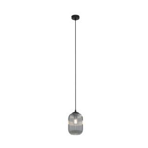 Lampa wisząca szkło ryflowane Verdi 15cm grafit lustrzany Emibig