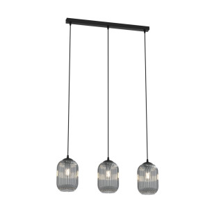 Lampa wisząca szkło ryflowane Verdi III 60cm grafit lustrzany Emibig