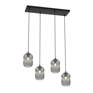 Lampa wisząca szkło ryflowane Verdi IV 70cm grafit lustrzany Emibig