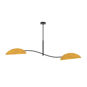 Lampa sufitowa welurowa 2 punktowa Lotus musztardowy / czarny Emibig