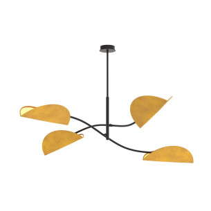 Lampa sufitowa welurowa 4 punktowa Lotus musztardowy / czarny Emibig