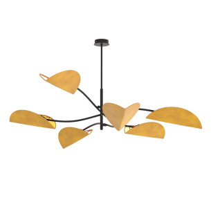 Lampa sufitowa welurowa 6 punktowa Lotus musztardowy / czarny Emibig
