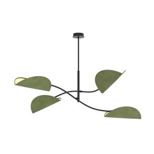 Lampa sufitowa welurowa 4 punktowa Lotus zielony / czarny Emibig