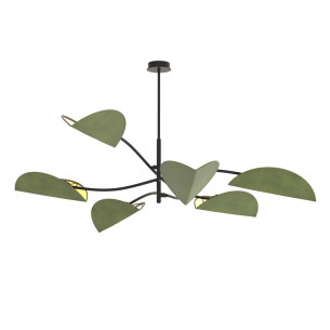 Lampa sufitowa welurowa 6 punktowa Lotus zielony / czarny Emibig