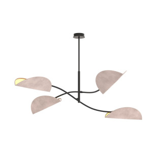 Lampa sufitowa welurowa 4 punktowa Lotus szary / czarny Emibig