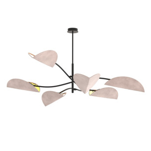 Lampa sufitowa welurowa 6 punktowa Lotus szary / czarny Emibig