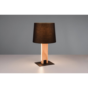 Lampa stołowa z abażurem nowoczesna Rahul 50cm czarny / drewno Trio