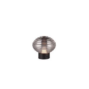Lampa stołowa szklana retro Pearl LED 3000K 15,5cm dymiony szary / czarny Reality