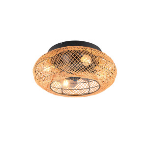 Plafon pleciony boho z wiatrakiem Lillesand 50cm brązowy Reality