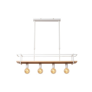 Lampa wisząca z półką Milonga 100cm biały / drewno Lucide