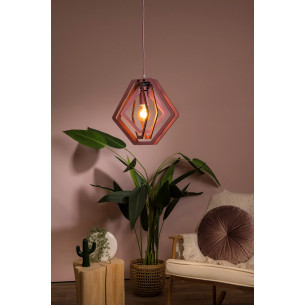 Lampa wisząca geometryczna Mauro 33,5cm różowa Lucide