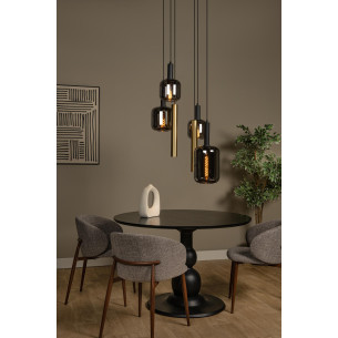 Lampa wisząca szklana z 2 tubami Joanet 65cm szkło dymione / mosiądz Lucide