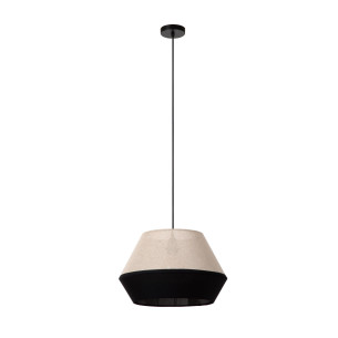Lampa wisząca z abażurem Kala 40cm beżowo-czarna Lucide