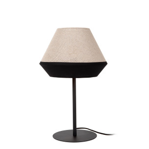 Lampa stołowa z abażurem Kala 25cm beżowo-czarna Lucide
