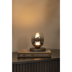Lampa stołowa szklana Tamino LED szkło dymione / czarny Lucide