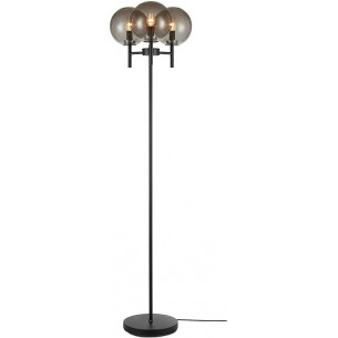 Crown smoke glass&black glass floor lamp with 3 lights Markslojd