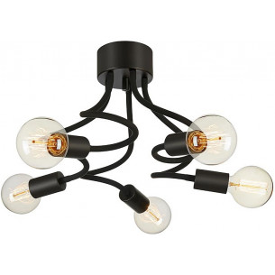 Medusa V black semi flush ceiling light with adjustable arms