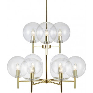 Designerska Lampa wisząca szklane kule Crown 70 Przeźroczysta/Mosiądz szczotkowany Markslojd do salonu i sypialni. 2