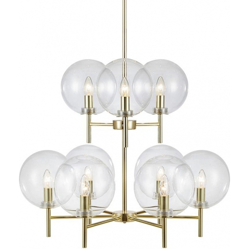 Crown 70 transparent&brushed brass glass balls pendant lamp