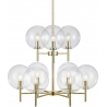 Crown 70 transparent&brushed brass glass balls pendant lamp