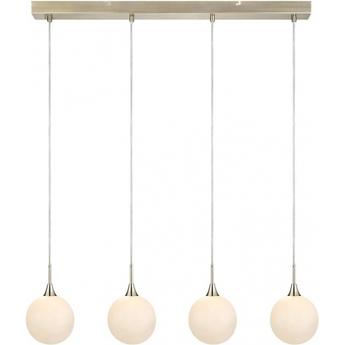 Designerska Lampa wisząca szklane kule Quattro 90 Biały i Mosiądz szczotkowany Markslojd nad stół.