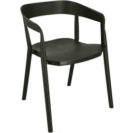 Designerskie Krzesło plastikowe z podłokietnikami Bow czarne Intesi do jadalni i salonu.