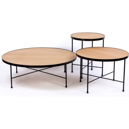 Tre 90 oak&amp;black round coffee table Nordifra