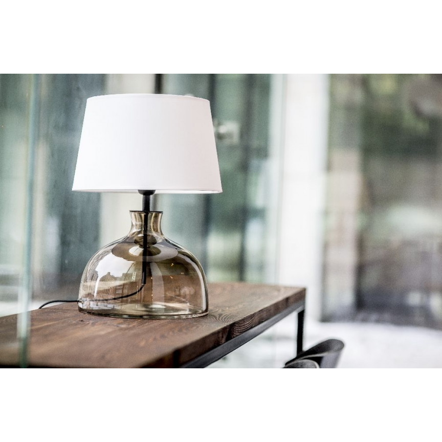 Stylowa Lampa stołowa szklana Haga Taupe Biała 4Concepts do sypialni.