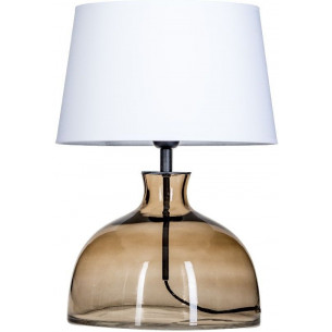 Stylowa Lampa stołowa szklana Haga Taupe Biała 4Concepts do sypialni. 2