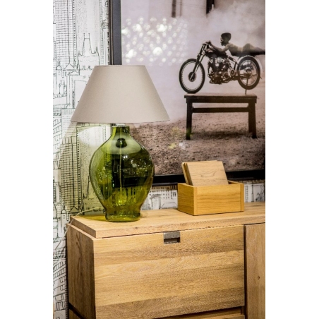Stylowa Lampa stołowa szklana Genova Oliwkowo-Szara 4Concepts do salonu.