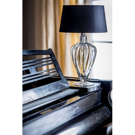 Stylowa Lampa stołowa szklana Bristol Transparent Black Czarna 4Concepts do salonu.